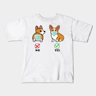 Funny Corgi Wearing Mask Cute Dog Lover Gift Kids T-Shirt